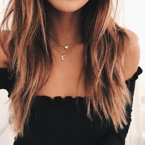 Jewelry - !5 for $25 Two Layer Heart and Moon Charm Necklace